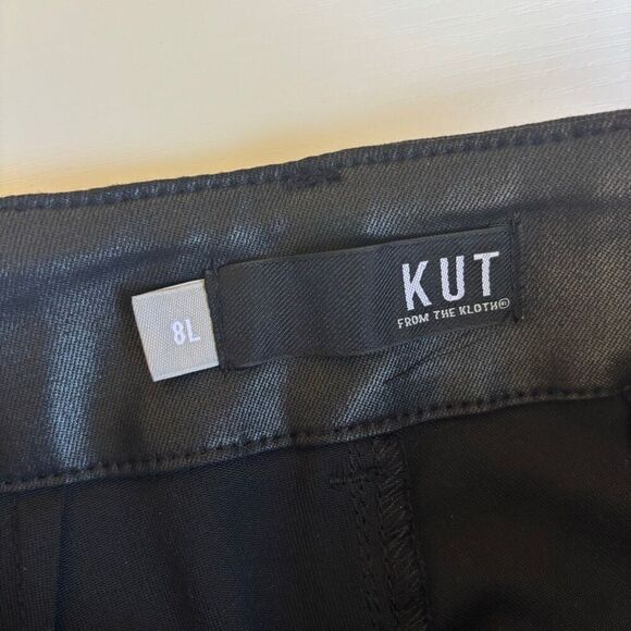 Kut from the kloth Reese ankle straight leg faux leather pants black 8 Long - Picture 6 of 12